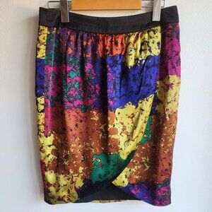 Made in 🇺🇸 Trina Turk 100% Silk Abstract Skirt - Size 4 (FITS LARGE)